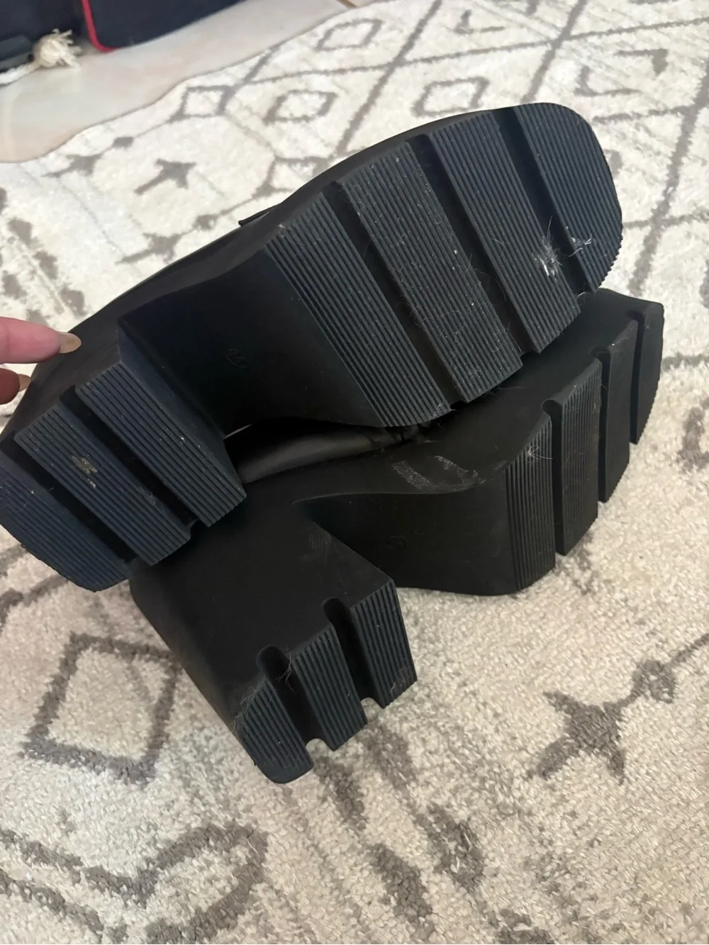 TFNC Black Chunky Platform Loafer Heels